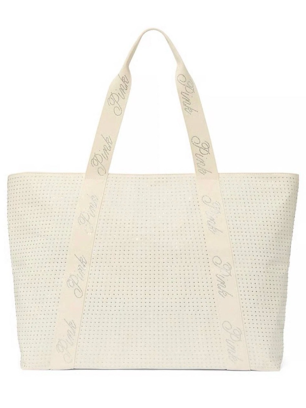 Victoria’s Secret PINK Bling Tote Bag Cream Rhinestone Large